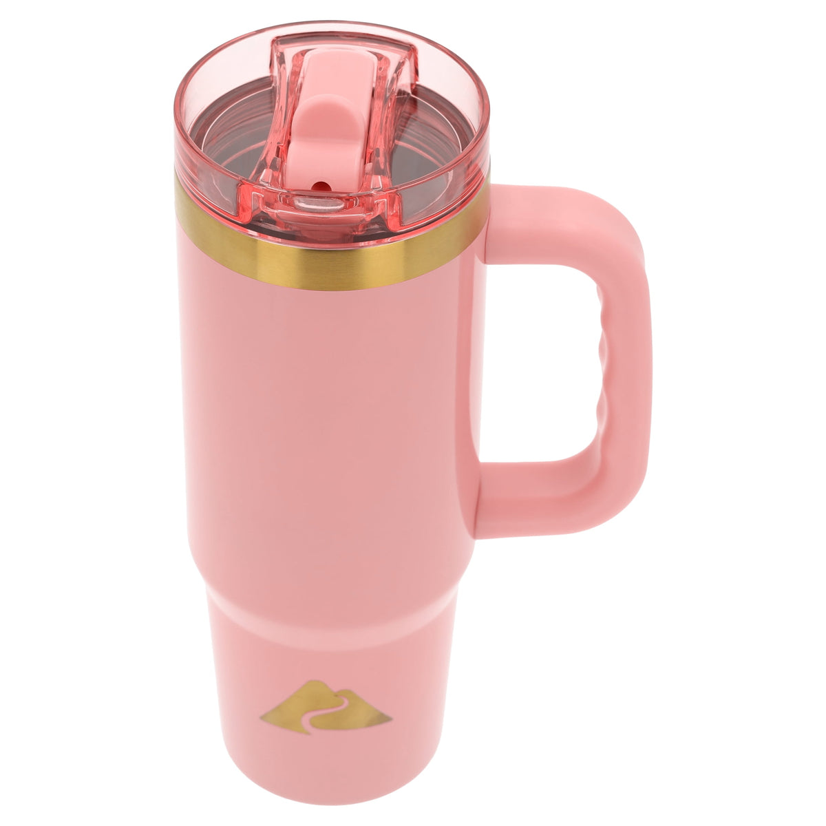 Ozark Trail 30 oz Stainless Steel Insulated Travel Tumbler with Handle and Flip Straw Lid, Rose Shimmer